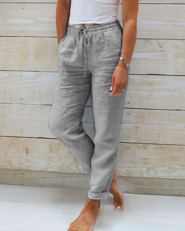 Monika | Elasticated trousers made of cotton and linen