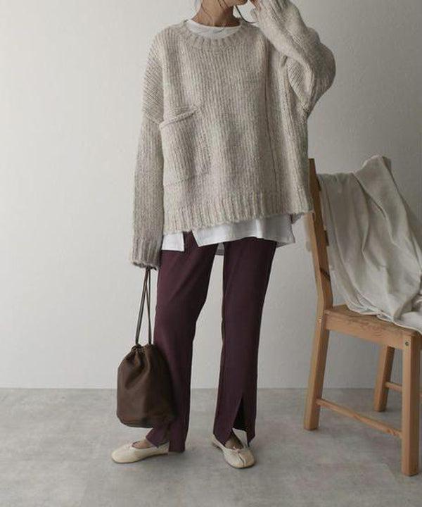 Fleur | Oversized Ivory Pocket Front Sweater